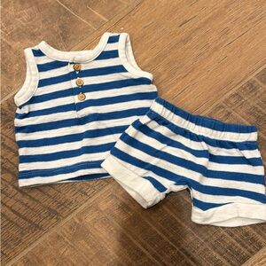 Cat & Jack Newborn Blue and White Striped Kids Matching Set